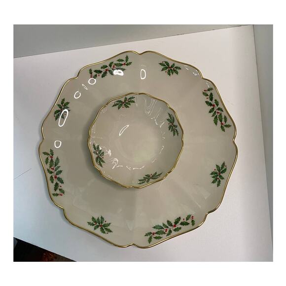 Vintage Lenox Holiday (demension) chip and dip platter, 1 piece gourmet server - Picture 2 of 9